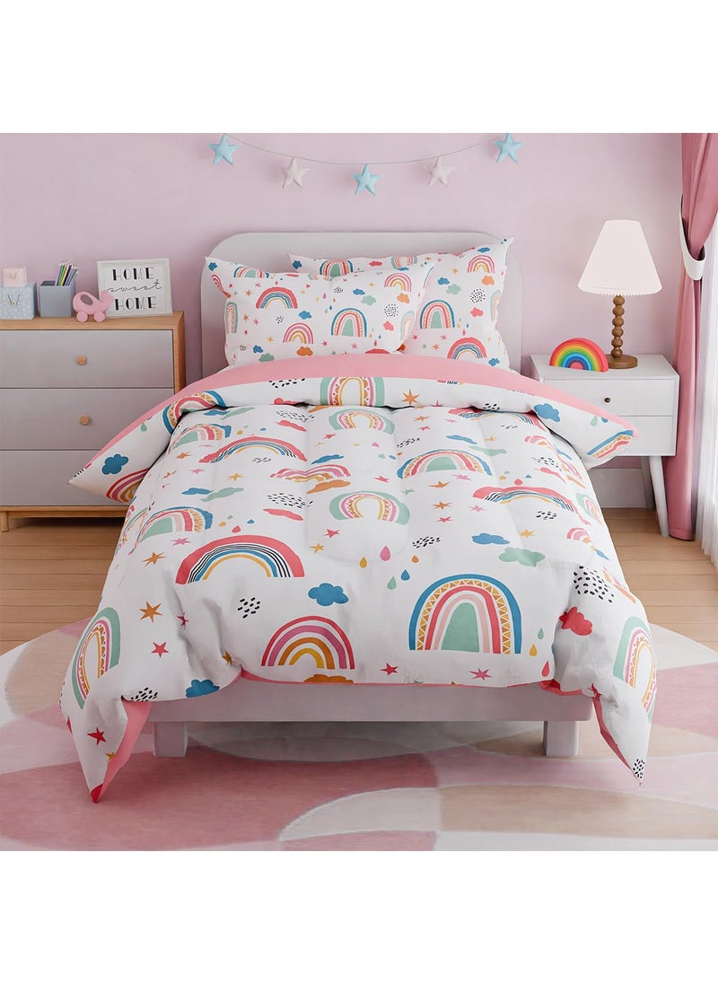 SANDJEST SANDJEST Rainbow Twin Bedding Set for Girls  Ultra Soft Microfiber Comforter Set Twin Size with 3-Pieces for Kids Teen  Bed Set Comforters for Bedroom Decor  - Image 4
