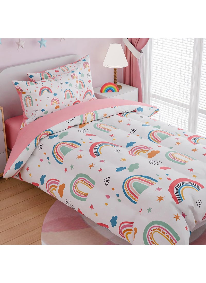 SANDJEST SANDJEST Rainbow Twin Bedding Set for Girls  Ultra Soft Microfiber Comforter Set Twin Size with 3-Pieces for Kids Teen  Bed Set Comforters for Bedroom Decor  - Image 3