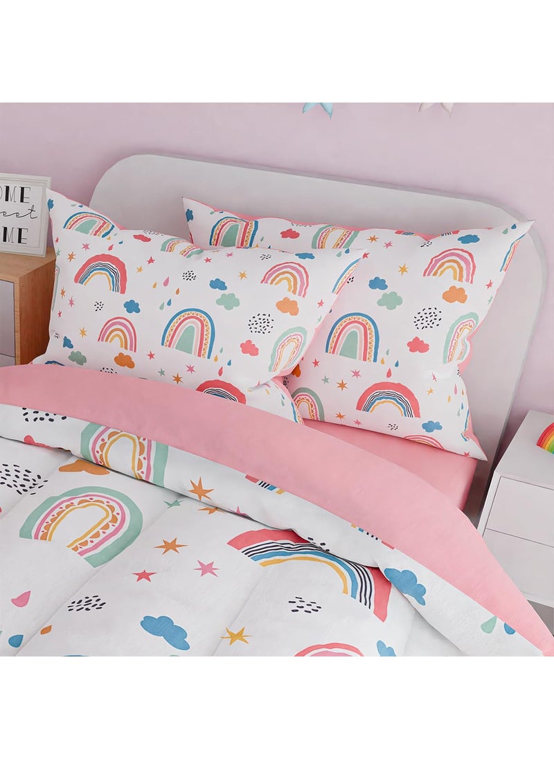 SANDJEST SANDJEST Rainbow Twin Bedding Set for Girls  Ultra Soft Microfiber Comforter Set Twin Size with 3-Pieces for Kids Teen  Bed Set Comforters for Bedroom Decor  - Image 5