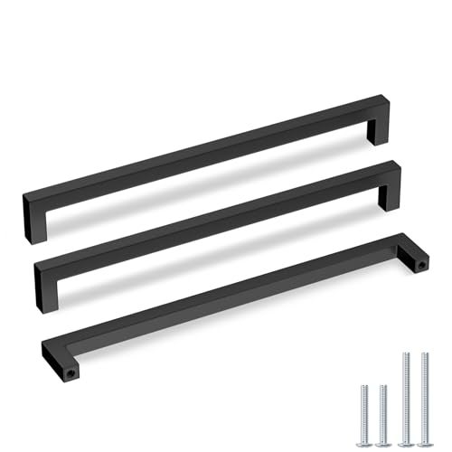 Goldenwarm 5Pack Black Cabinet Pulls Square Drawer Handles Kitchen Cabinet Handles Stainless Steel Modern Hardware for Kitchen 11-1/3in(288mm) Cabinets Cupboard Pulls for Cabinets - Image 1