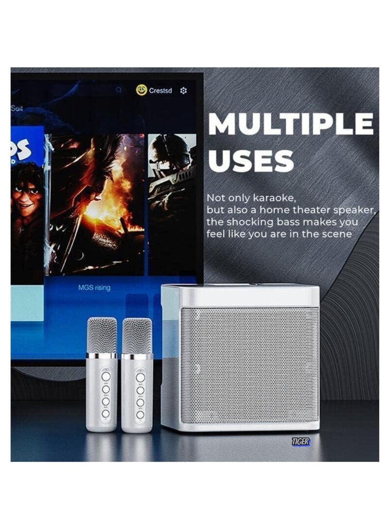 TIGER Portable Bluetooth Speaker Karaoke Machine for Adults & Kids | 2 Wireless Microphones | Portable Bluetooth Karaoke Speaker PA System | Singing Machine with Echo & Vocal Cut for Christmas (YS-203)  - Image 2