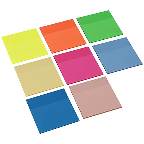 Worison 400 Sheets 8 Pads Transparent Sticky Notes,3 x 3 inch Colorful Clear Plastic Sticky Notes 8 Bright Color - Image 1