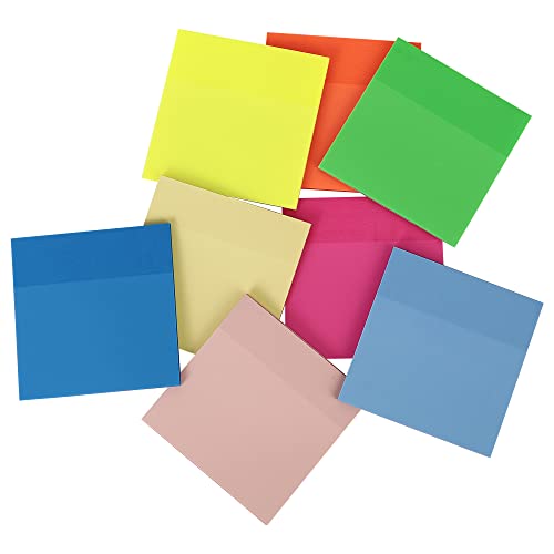 Worison 400 Sheets 8 Pads Transparent Sticky Notes,3 x 3 inch Colorful Clear Plastic Sticky Notes 8 Bright Color - Image 2