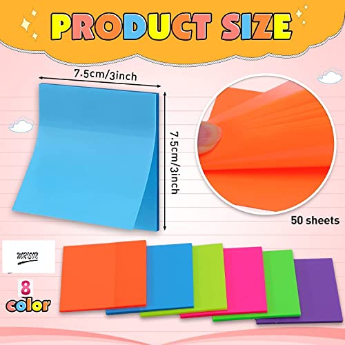 Worison 400 Sheets 8 Pads Transparent Sticky Notes,3 x 3 inch Colorful Clear Plastic Sticky Notes 8 Bright Color - Image 5