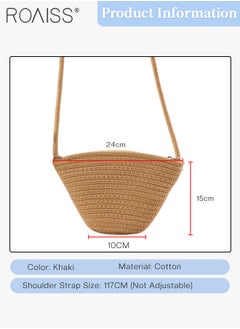 roaiss 2 Pcs Straw Hat and Cotton Woven Bag Set Boho Style Bow Decor Straw Sun Hat Summer Floppy Beach Wide Brim Cap and Crossbody Vacation Beach Bag for Women  - Image 4
