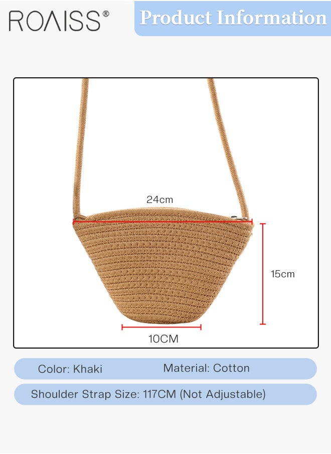 roaiss - 2 Pcs Straw Hat and Cotton Woven Bag Set Boho Style Bow Decor Straw Sun Hat Summer Floppy Beach Wide Brim Cap and Crossbody Vacation Beach Bag for Women - Image 1