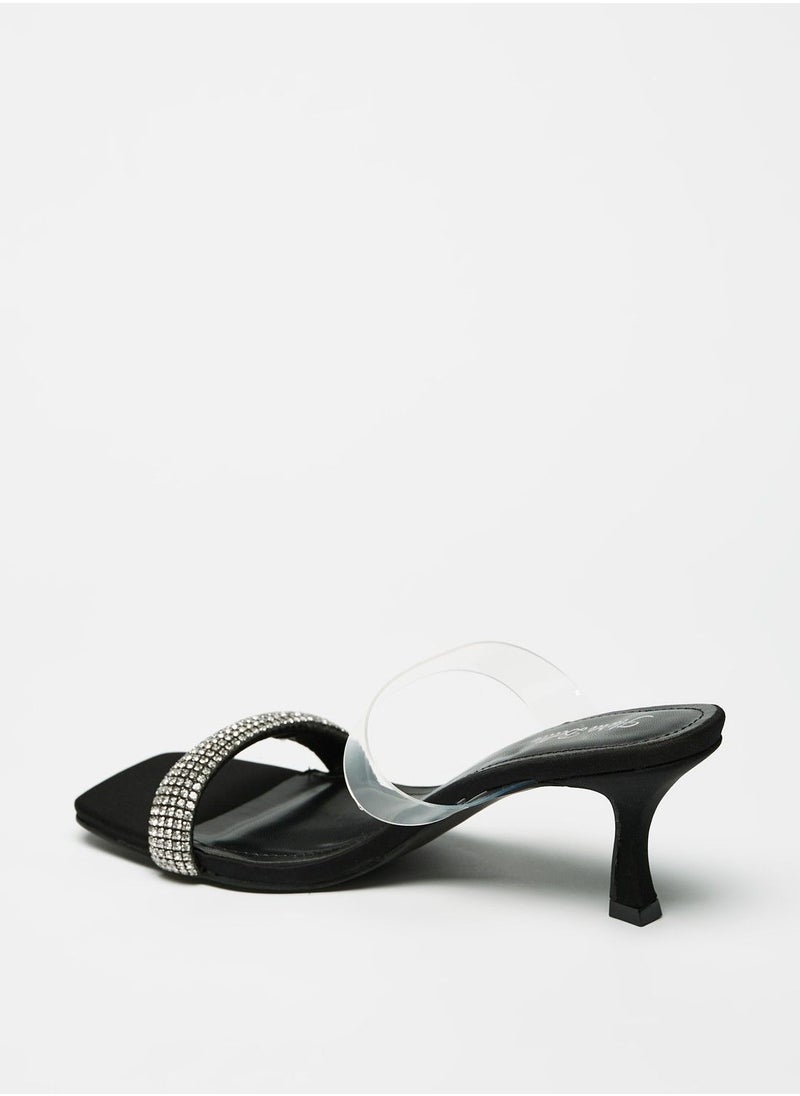 Flora Bella - Embellished Slip On Sandals with Kitten Heels - Image 1