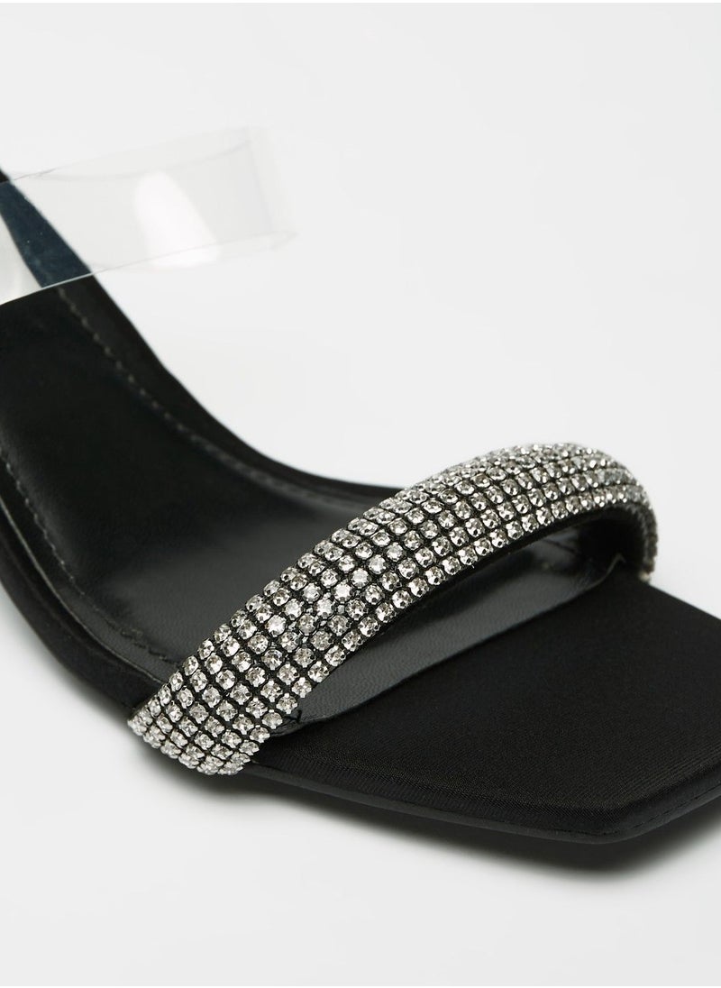 Flora Bella - Embellished Slip On Sandals with Kitten Heels - Image 1