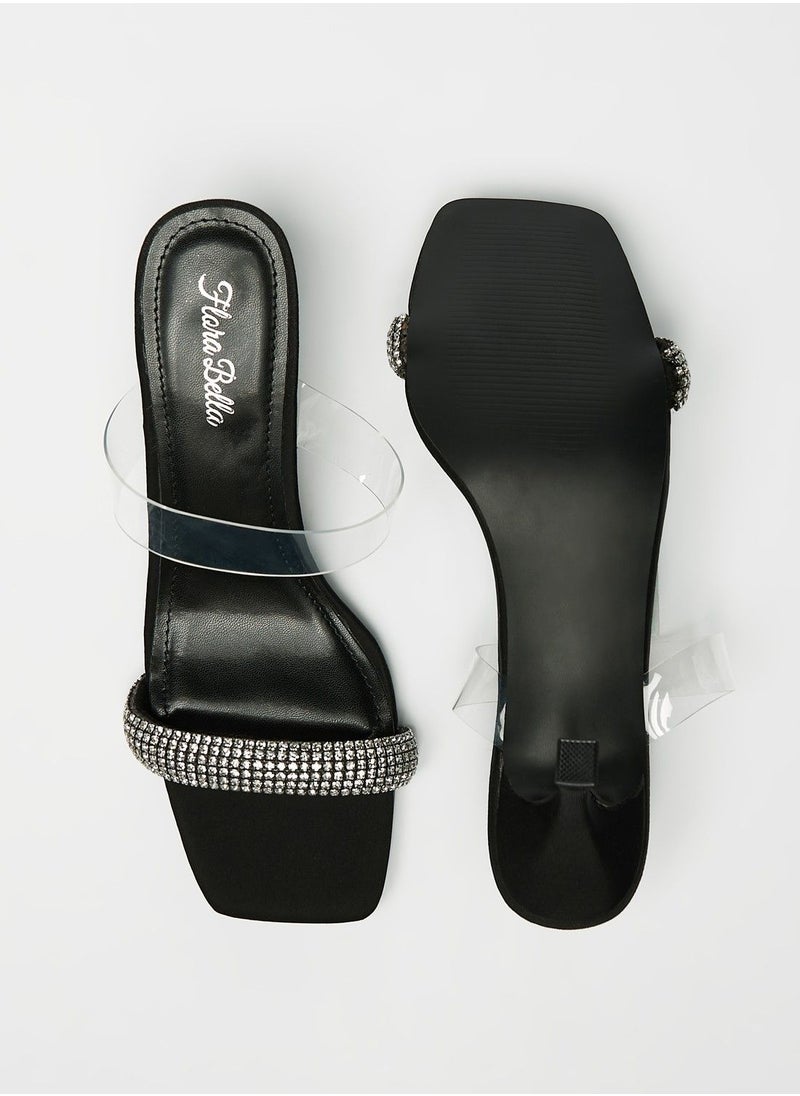 Flora Bella - Embellished Slip On Sandals with Kitten Heels - Image 1