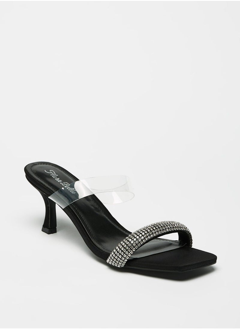 Flora Bella - Embellished Slip On Sandals with Kitten Heels - Image 1