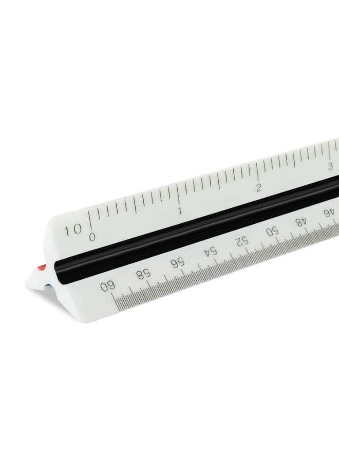 Pacific Arc Engineer Triangle Scale Ruler 12 Inch with Etched Markings in Fully Divided 10, 20, 30, 40, 50, and 60 Parts to The inch - Image 1