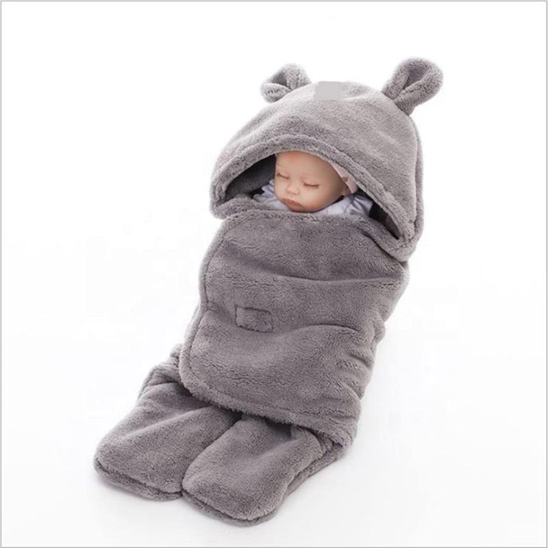 First Kick First Kick Fleece Baby Blankets New Born Pack of Hooded Supersoft Wearable Wrapper Cum Baby Sleeping Bag For Babies (70 Cm X 76 Cm, 0-6 Months) Lightweight, Multi-Colour  - Image 1