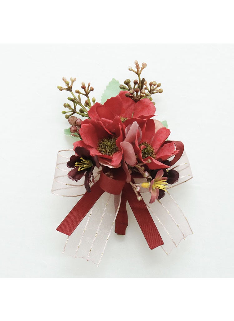 Generic - Elegant Wedding Guest Corsage Bridal Bouquet Red Pink No. 4 corsage - Image 1
