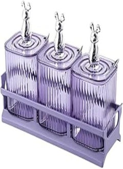 Generic 3 pcs/set PVC Funny Rabbit Decorative Seasoning Jar Seasoning Jar for Kitchen (Purple) 
