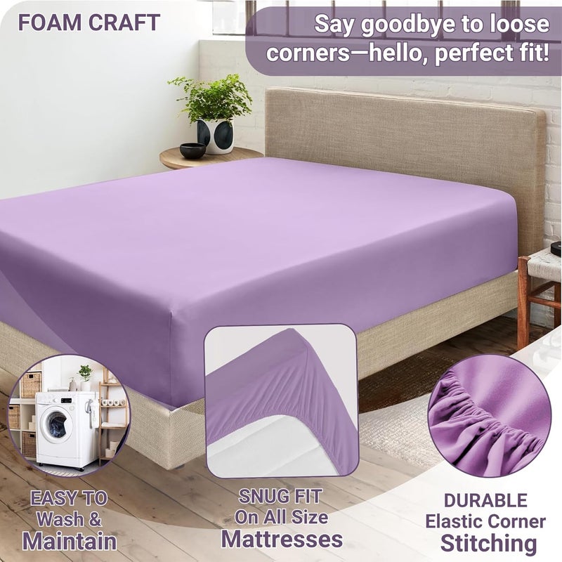 FOAM CRAFT 100% Cotton Lavender Fitted Bed Sheet King Size with Elastic Closure - Image 4
