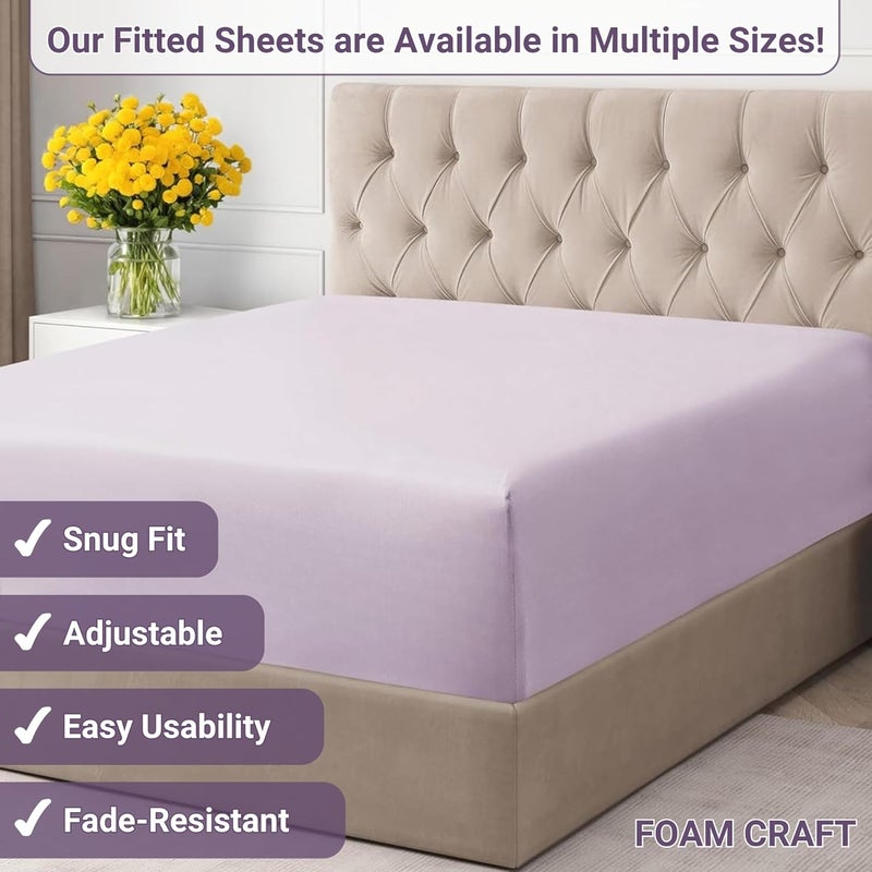 FOAM CRAFT 100% Cotton Lavender Fitted Bed Sheet King Size with Elastic Closure - Image 5