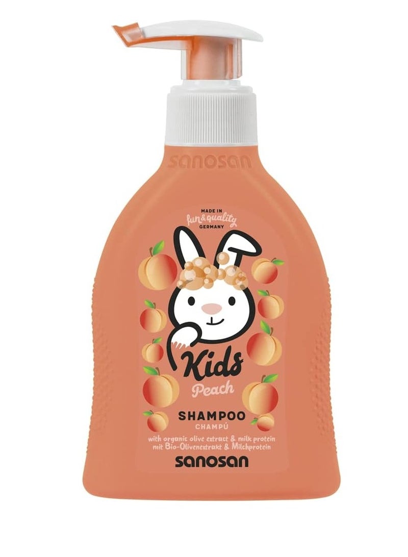 سانوسان شامبو خوخ للأطفال والرضع 200 مل - شامبو للشعر بخلاصة الزيتون العضوي وبروتين الحليب - العناية بالشعر، شامبو للشعر للأطفال والرضع
