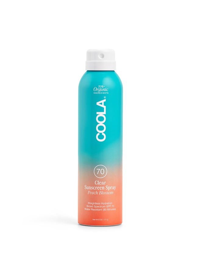 COOLA Organic Sunscreen SPF 70 Sunblock Spray, Dermatologist Tested Skin Care for Daily Protection, Vegan and Gluten Free, Peach Blossom, 6 Fl Oz - Image 1