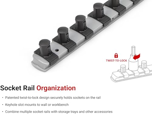 TEKTON 12 Inch Drive 2Rail Socket Organizer Set Gray 16Tool OST21316 Made in USA - Image 3