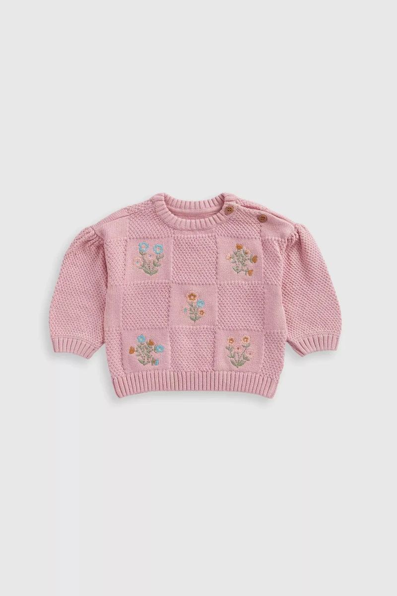 mothercare Pink Flower Knitted Jumper