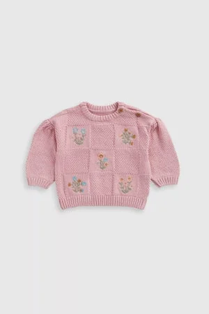 mothercare Pink Flower Knitted Jumper