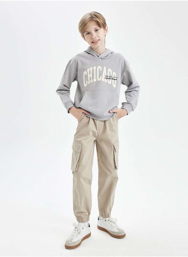 DeFacto - Child Cargo Pants With Pockets, Drawstring Waist, And Elastic Cuffs (Jogger Style), Gabardine Fabric - Image 1