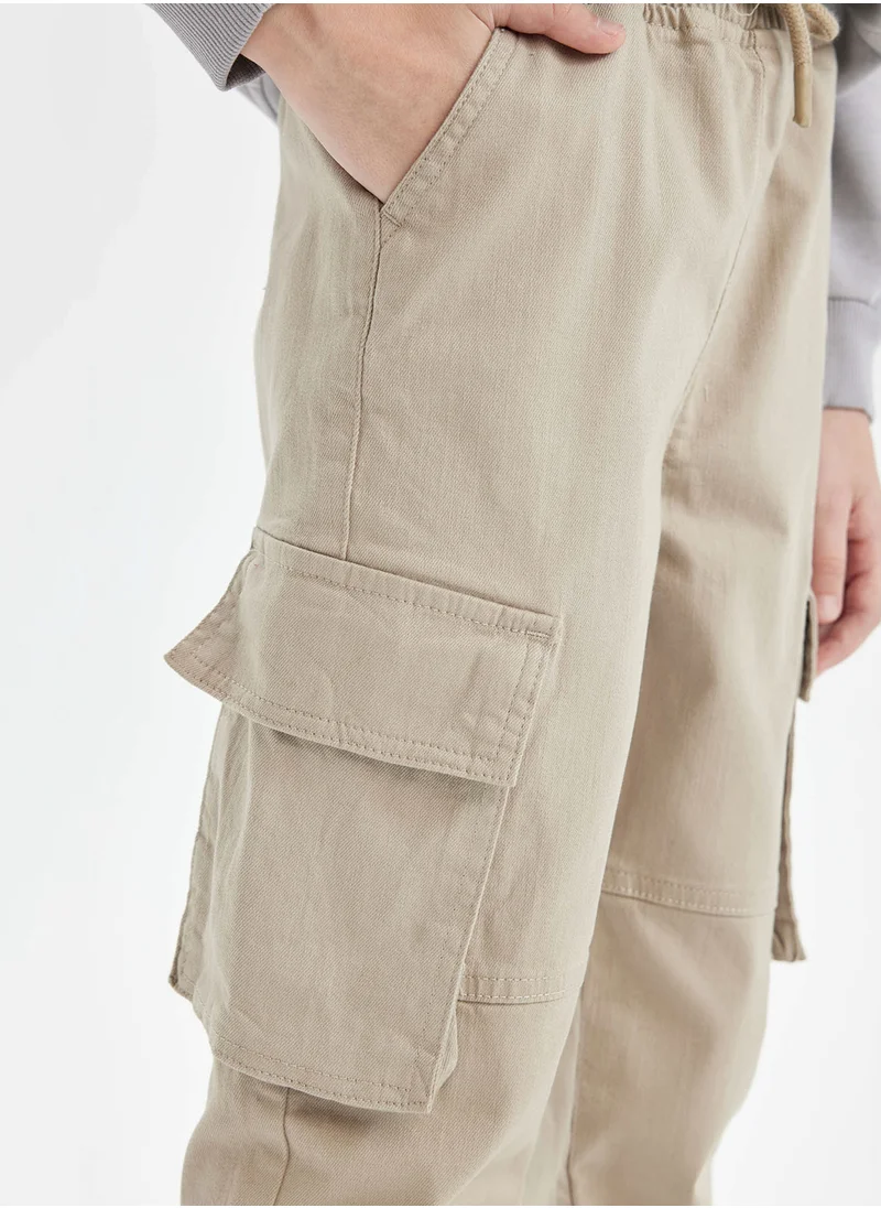 ديفاكتو Child Cargo Pants With Pockets, Drawstring Waist, And Elastic Cuffs (Jogger Style), Gabardine Fabric