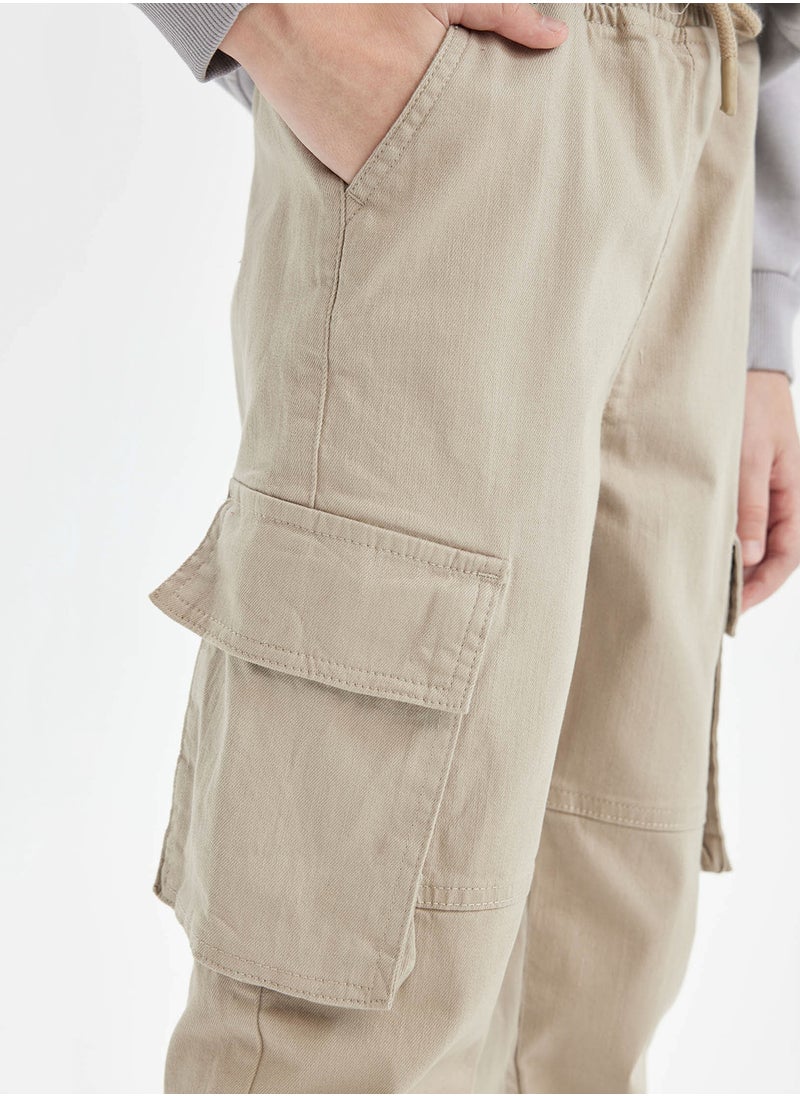 DeFacto - Child Cargo Pants With Pockets, Drawstring Waist, And Elastic Cuffs (Jogger Style), Gabardine Fabric - Image 1