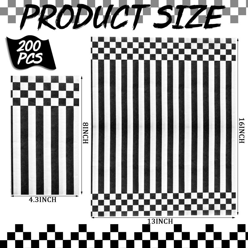 Moinchore Moinchore 200 Pcs Black and White Decorative Paper Hand Towel for Bathroom 2 Ply Disposable Hand Towels Disposable Guest Towels for Kitchen Checkered Guest Napkins for Baby Shower Party Supplies - Image 1