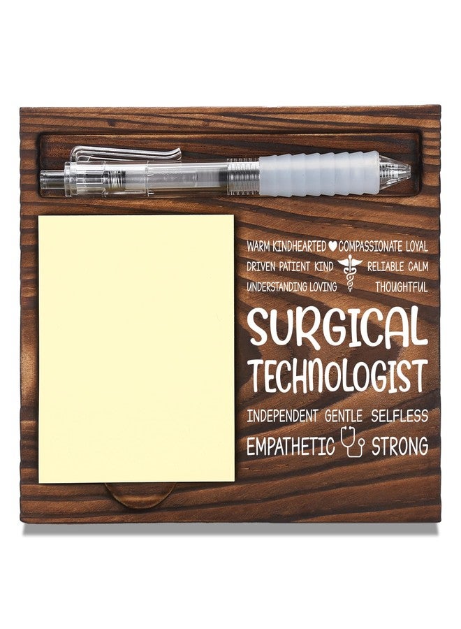 FTONENI Surgical Technologist Appreciation Gifts, Thank You Gift for Surgeon, Surgical Tech Office Coworkers Staff Appreciation Gifts, Sticky Note Holder Wooden Notepad & Pen Holder 6.5" x 4.7" - FTA291 - Image 1