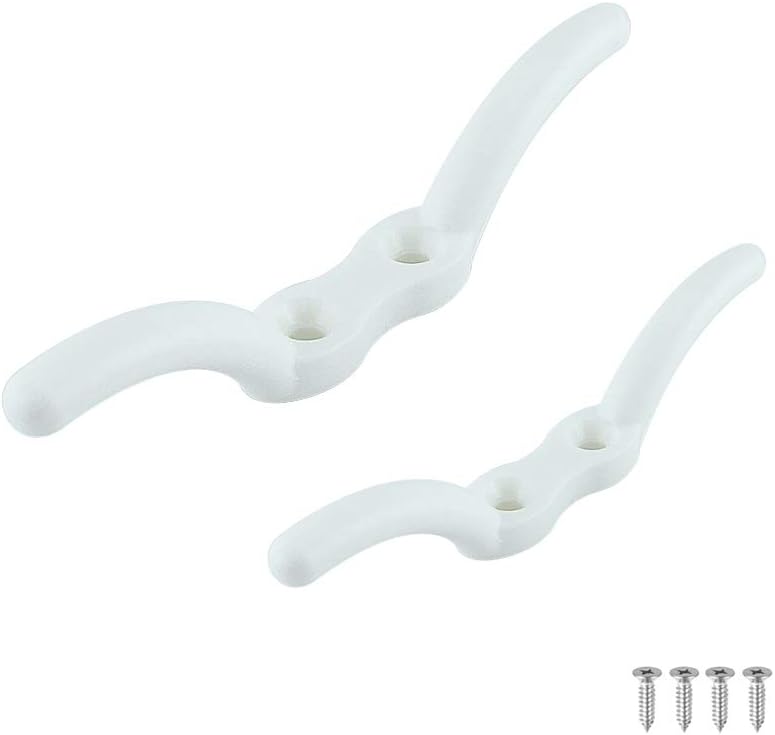 VTurboWay 2 قطع 4" مشبك حبل نايلون من الدرجة البحرية، أبيض - Image 1