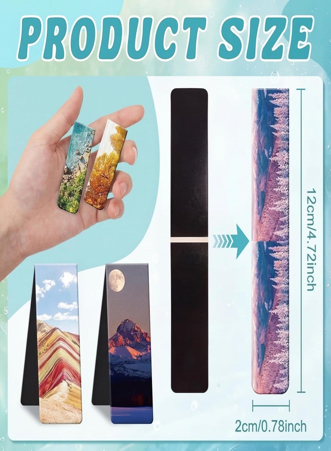 Tenare 24 Pcs Magnetic Bookmarks 12 Styles Magnet Page Markers Assorted Landscape Bookmarks Clips for Reading Double Side Cute Bookmark for Women Men Students Teachers Birthday Gifts Supplies - Image 2