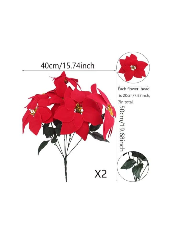 Two pieces - artificial Christmas flowers made from poinsettias - Image 2