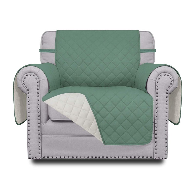 Easy-Going EasyGoing Chair Sofa Slipcover Reversible Sofa Cover Water Resistant Couch Cover Furniture Protector Cover with Elastic Straps for Pets Kids Children Dog Cat Chair CyanIvory 