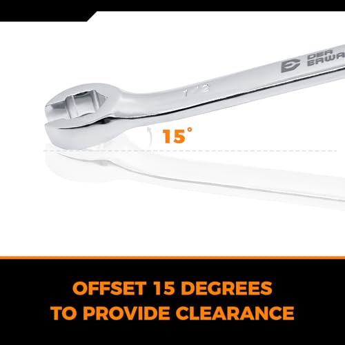 Der Erwachte 4-Piece Flare Nut Wrench Set - SAE Brake Line Wrench 1/4, 5/16, 3/8, 7/16, 1/2, 9/16, 5/8, 11/16-inch, Professional Offset Heads, Portable Organizer Pouch Included - Image 3