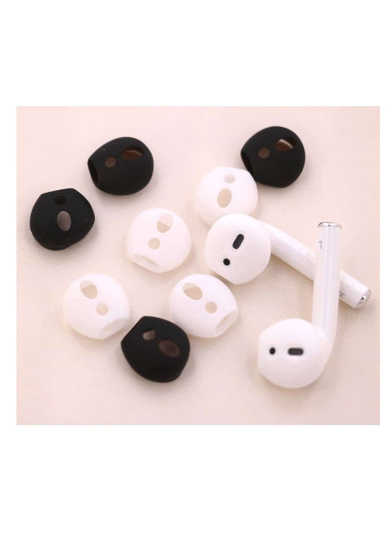 Generic - 5 Pairs Silicone Earbuds for Air Pods 2, Ultra-Thin Slim Rubber Ear Tips Ear Gels Anti-Slip Earbuds Cover, Compatible with Apple AirPods 2 (2 Pairs Black, 3 Pairs White, Fit in The Charging Case) - Image 1