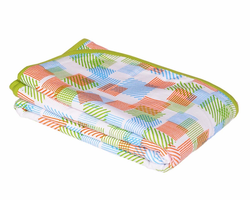 Wonder Wee 100% Cotton 6 Layer Super Soft Muslin Blanket for Kids Infant Size Lightweight & Comfortable Best for Newborn | Size 44" x 44" Inch XXL Size Unisex Wrapper Cloth(Green Square Lines) - Image 3