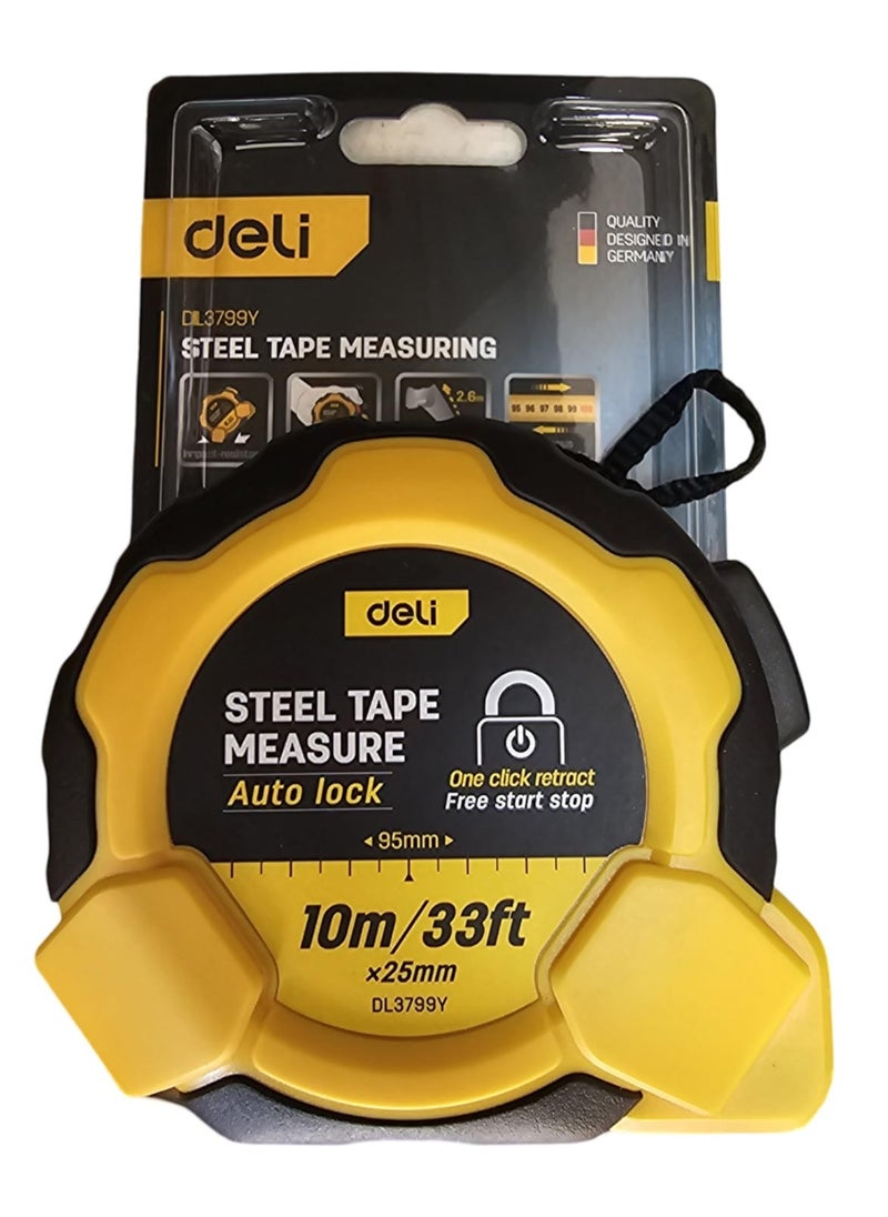 Deli Deli Measuring Tape, Self-locking 10mx25mm  - Image 1