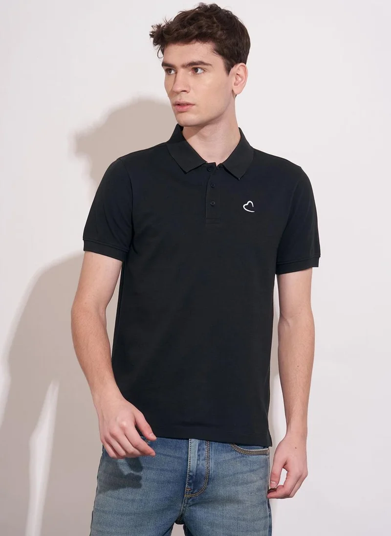 Being Human Men Logo Printed Polo Collar Neck Short Sleeve Pure Cotton T-shirt