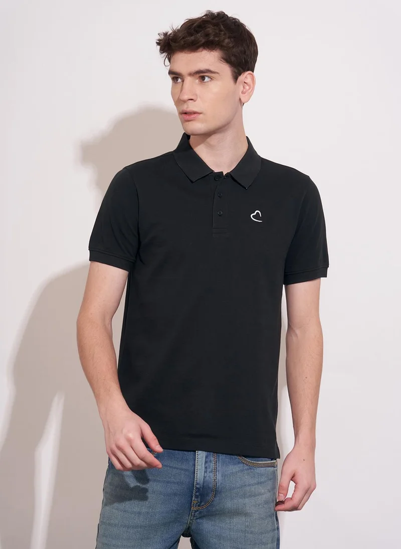 Being Human Men Logo Printed Polo Collar Neck Short Sleeve Pure Cotton T-shirt