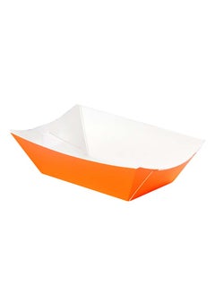 Restaurantware Restaurantware-Bio Tek 6 Ounce Boat Paper Boats, 400 Disposable #40 Food Trays - PE Lining, Durable, Tangerine Food Baskets, For Concession Stands, Picnics, or Fairs, Stackable  - Image 1
