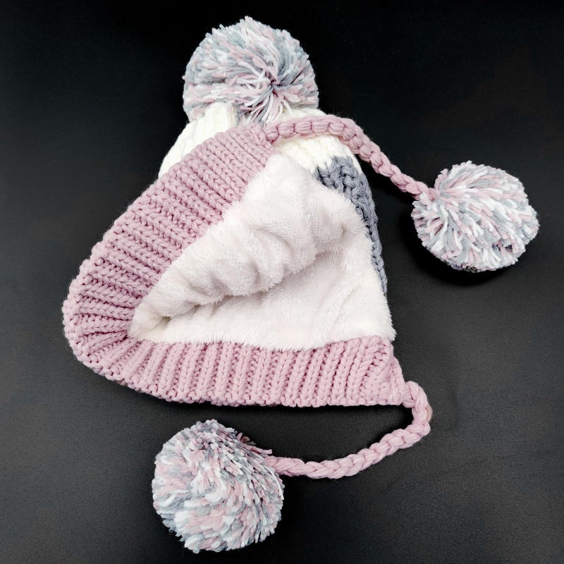 HUAMULAN Women Winter Sherpa Beanie Hats Knit Ear Flaps Peruvian Cover Ears Warm Fleece Lined Ski Snow Hat with 3 Pompom - Image 3
