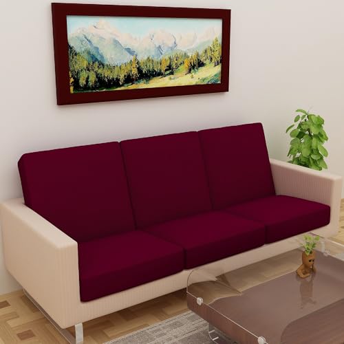 DREAM KING Terry Polycotton Sofa Seat Protector | Flexible | Elastic Stretchable | Sofa Cover | Sofa Protector Four Seater | Color- Maroon (Size: 23 inch X 23 inch) Pack of 6 - Image 2