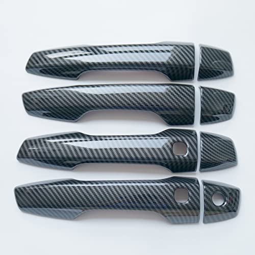 CYAuto Carbon Fiber Chrome Exterior Door Handle Cover Trims for Mitsubishi Outlander 2022 2023 2024 Eclipse Cross (Carbon Fiber Style) - Image 1