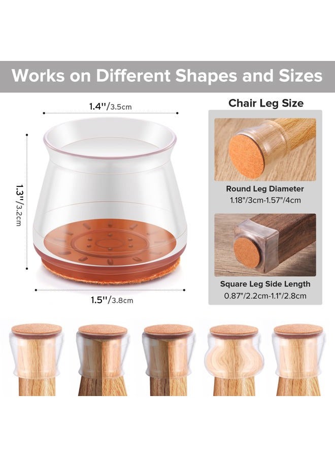 Violibar Upgraded Silicone Chair Leg Floor Protectors for Hardwood Floors, Furniture Sliders, Felt Bottom Furniture Pads, Round&Square Cap Covers to Scratch and Reduce Noise, Transparent, 24pcs - Image 2