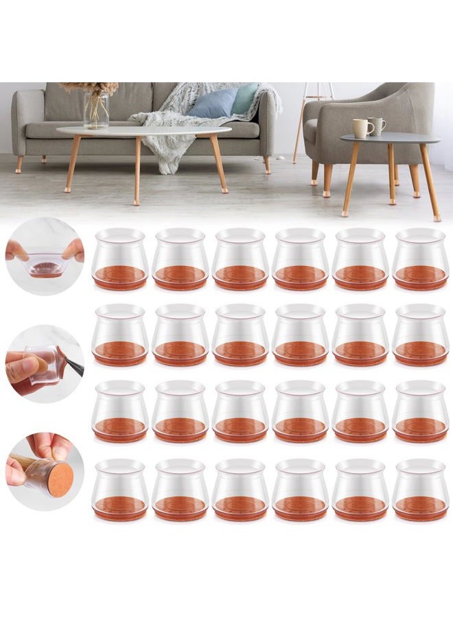 Violibar Upgraded Silicone Chair Leg Floor Protectors for Hardwood Floors, Furniture Sliders, Felt Bottom Furniture Pads, Round&Square Cap Covers to Scratch and Reduce Noise, Transparent, 24pcs - Image 1
