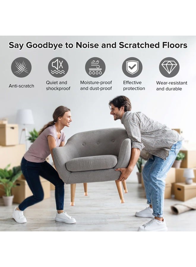 Violibar Upgraded Silicone Chair Leg Floor Protectors for Hardwood Floors, Furniture Sliders, Felt Bottom Furniture Pads, Round&Square Cap Covers to Scratch and Reduce Noise, Transparent, 24pcs - Image 4