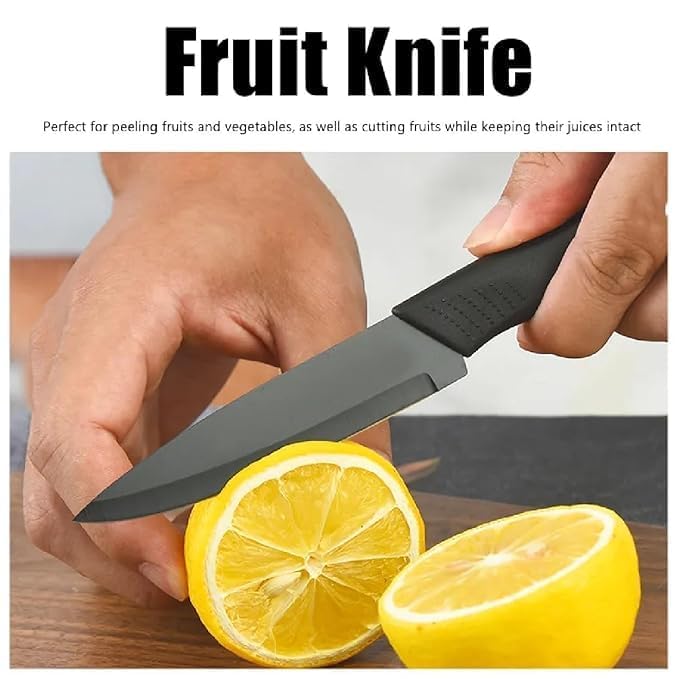 Shanya 3-Piece Premium Kitchen Knife Set with Colorful Floral Prints – Stainless Steel Sharp Blades, Comfortable Grip Handles, Multipurpose Chef Knives (Available in Multiple Shades) (Black) - Image 4
