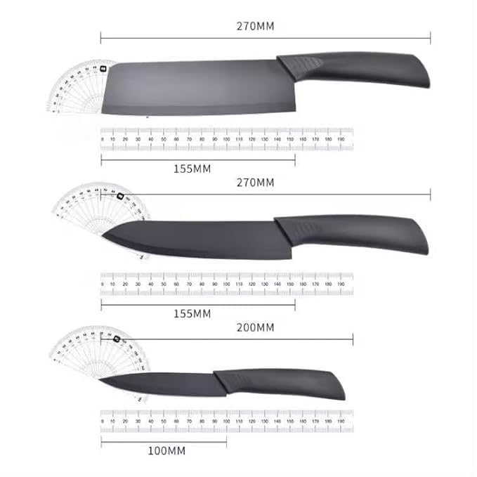 Shanya 3-Piece Premium Kitchen Knife Set with Colorful Floral Prints – Stainless Steel Sharp Blades, Comfortable Grip Handles, Multipurpose Chef Knives (Available in Multiple Shades) (Black) - Image 2