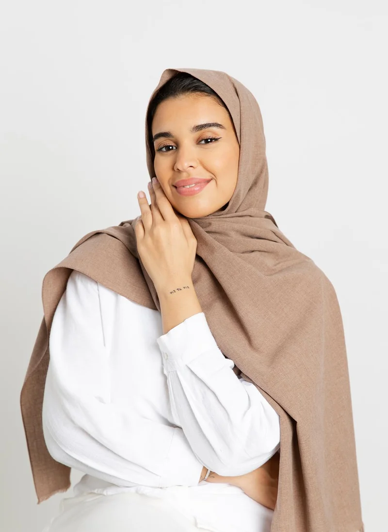Kaafmeem Mocha - Plain Cotton Tarha